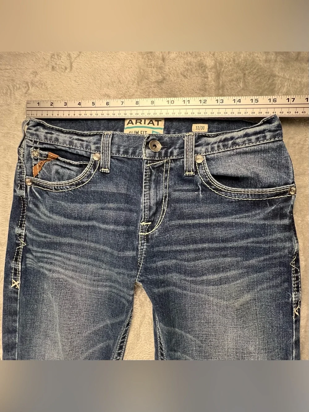 Ariat Jeans Mens 32x30 Blue M7 Straight Slim Fit Denim Pants Western Cowboy